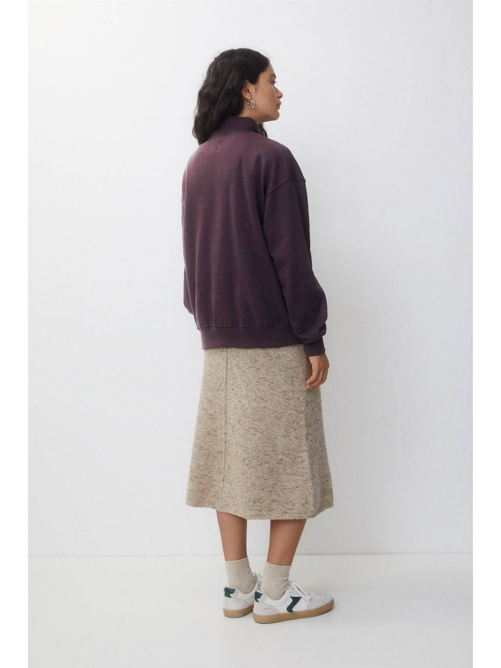 Womens Purple High Neck Plain Sweatshirt | HD56 - view 2