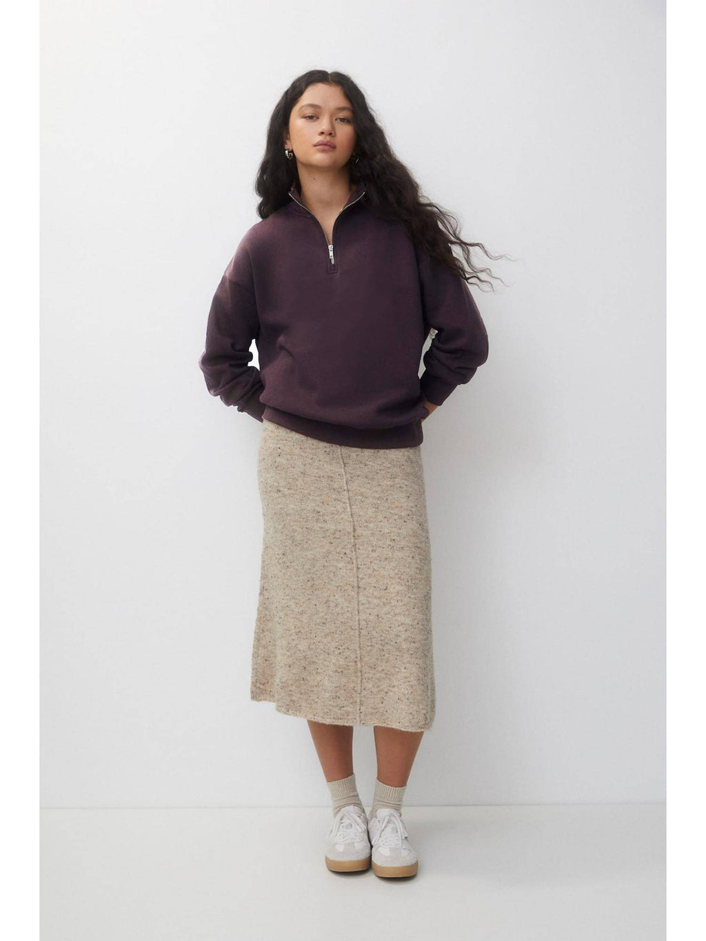 Womens Purple High Neck Plain Sweatshirt | HD56 - view 4