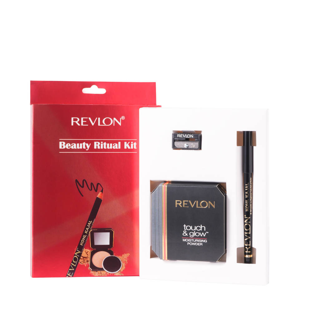 Beauty Ritual Kit Touch & Glow Moisturising Compact Powder Shade - Gold Matte & Kohl Kajal | E20 - view 1