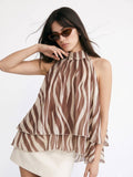 Women Brown Animal Print Polyester Top | HT67 - view 1