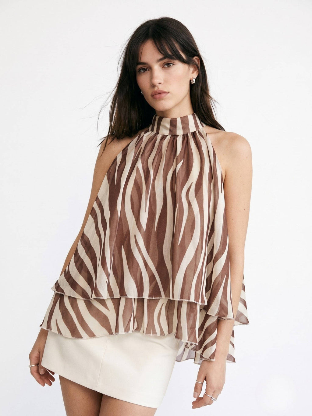Women Brown Animal Print Polyester Top | HT67 - view 3