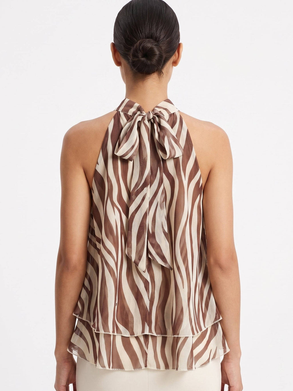 Women Brown Animal Print Polyester Top | HT67 - view 4