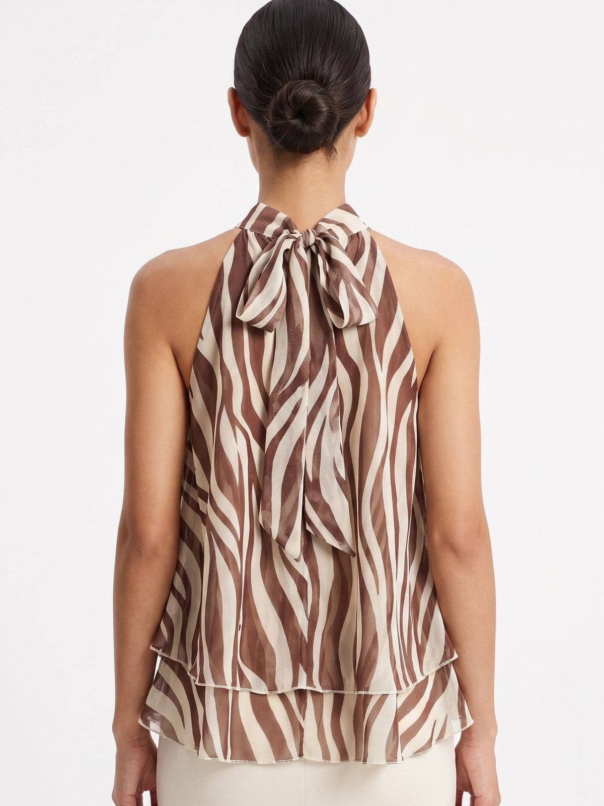 Women Brown Animal Print Polyester Top | HT67 - view 4