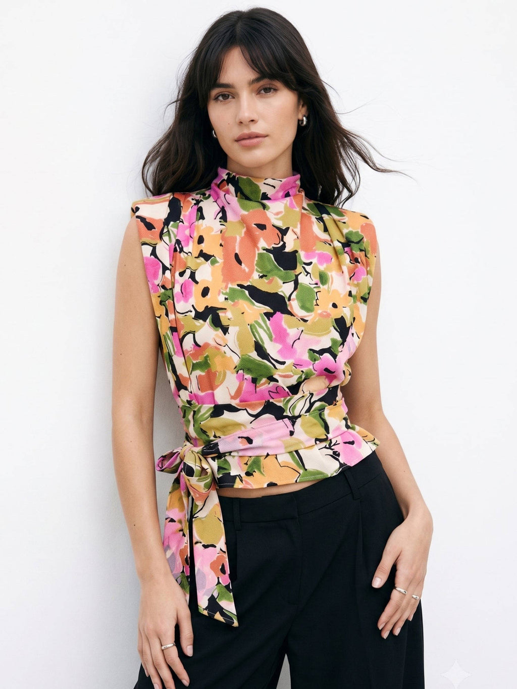 Women Multi-Color Floral Polyester Top | HT67 - view 1