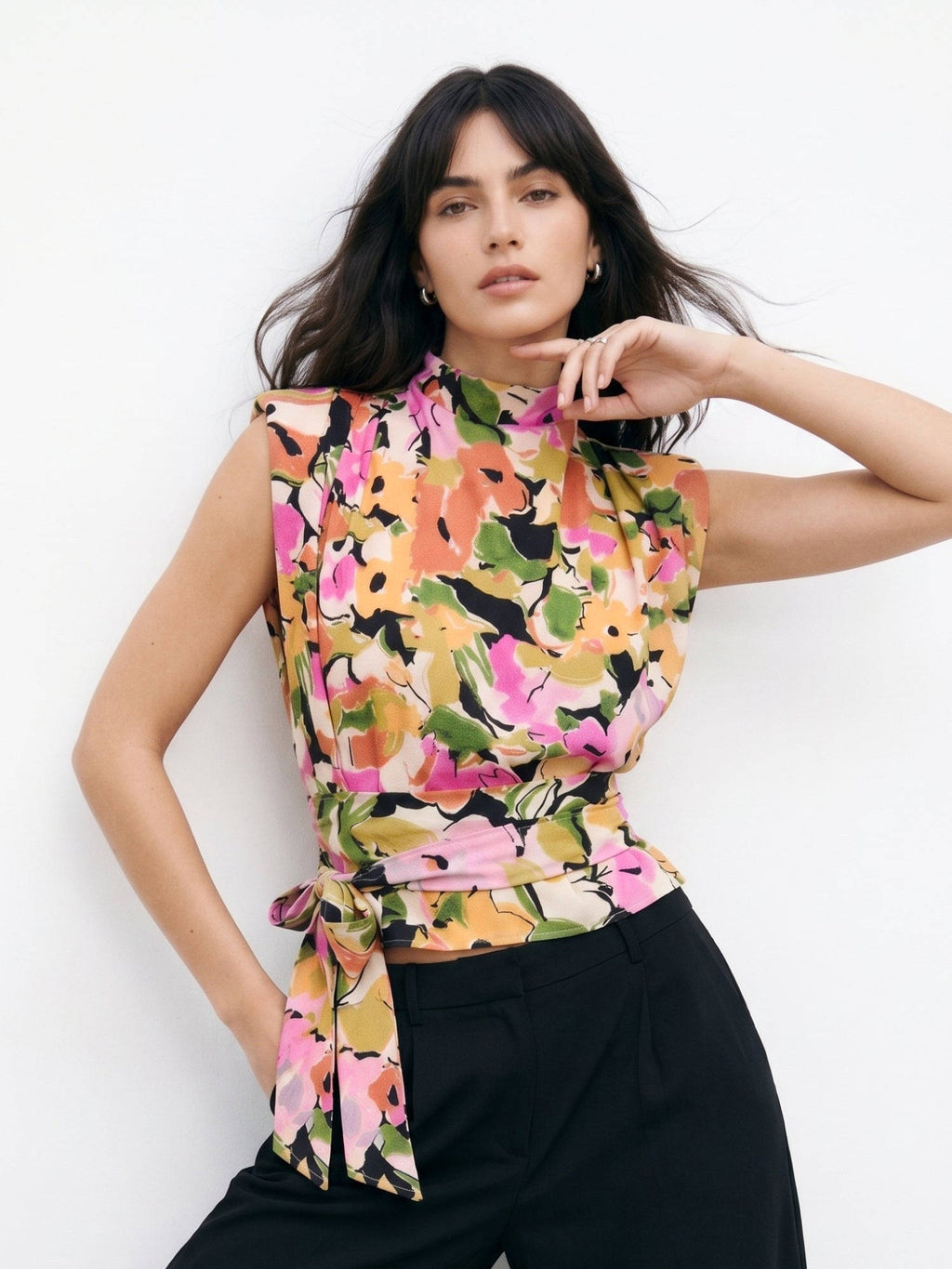 Women Multi-Color Floral Polyester Top | HT67 - view 2