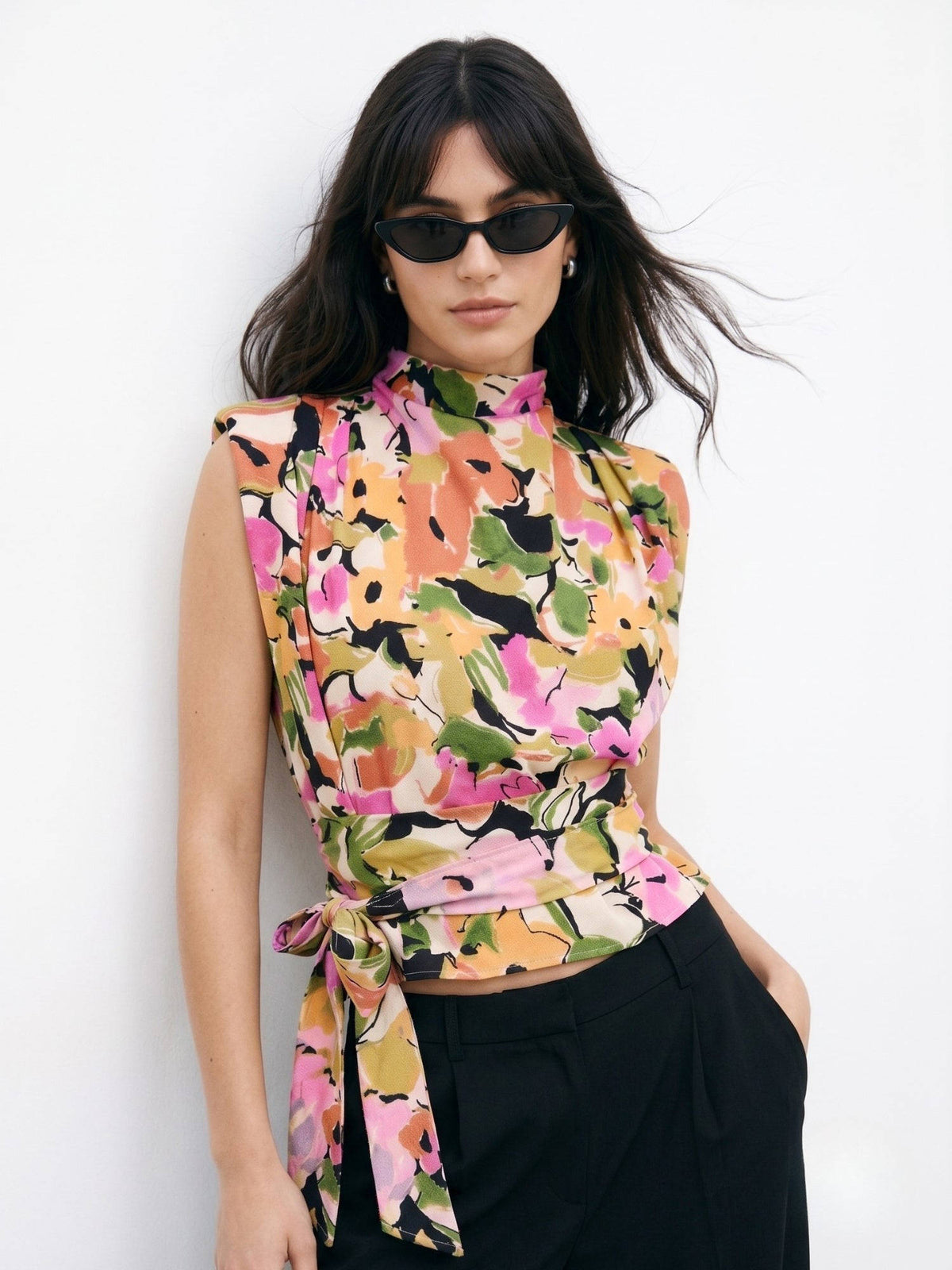 Women Multi-Color Floral Polyester Top | HT67 - view 3