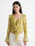 Women Yellow Printed Polyester Crop Top | CT61 - view 1