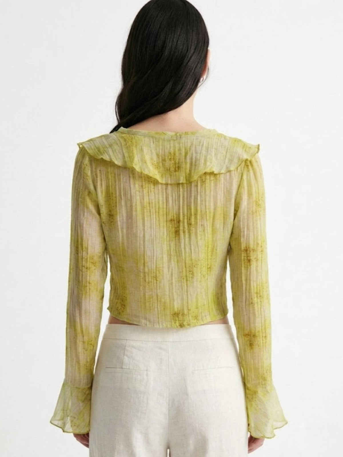 Women Yellow Printed Polyester Crop Top | CT61 - view 4