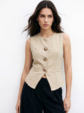 Women Beige Solid/Plain Polyester Tank Top | TT98 - view 1