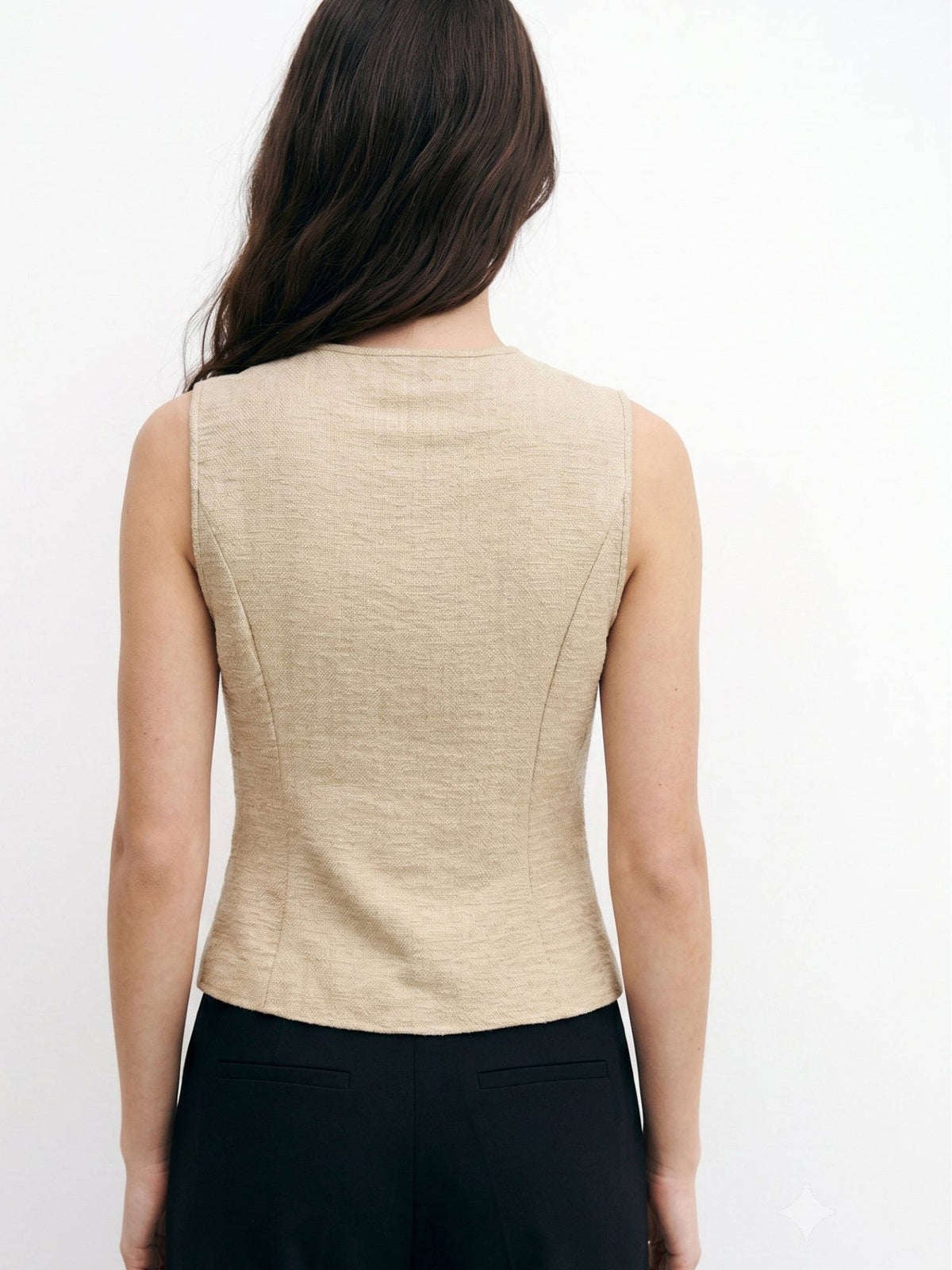Women Beige Solid/Plain Polyester Tank Top | TT98 - view 4
