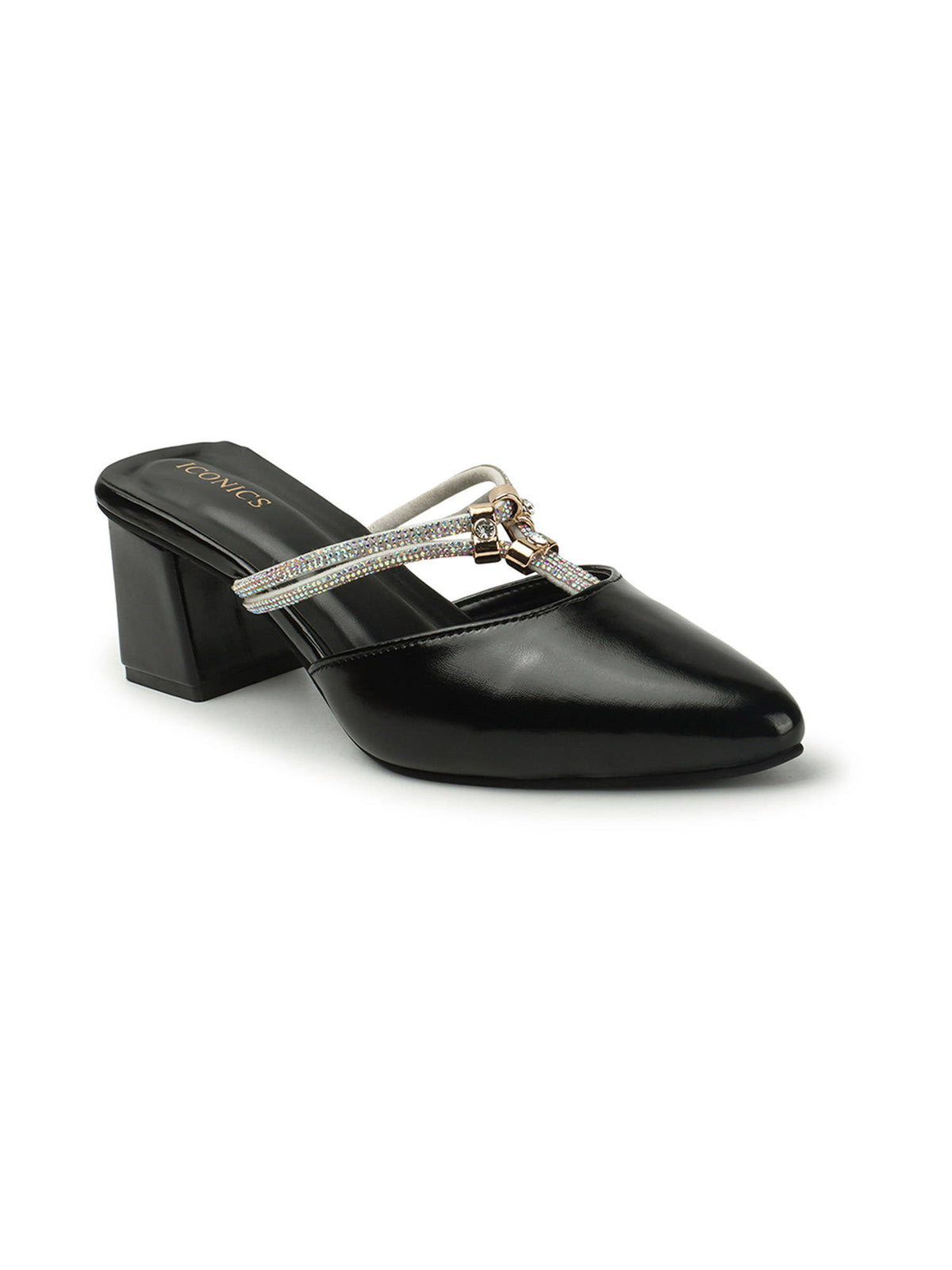 Womens Fashionable Black Color Heel Mules | H78 - view 4