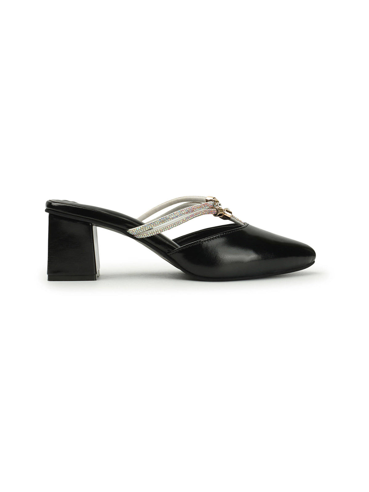 Womens Fashionable Black Color Heel Mules | H78 - view 5