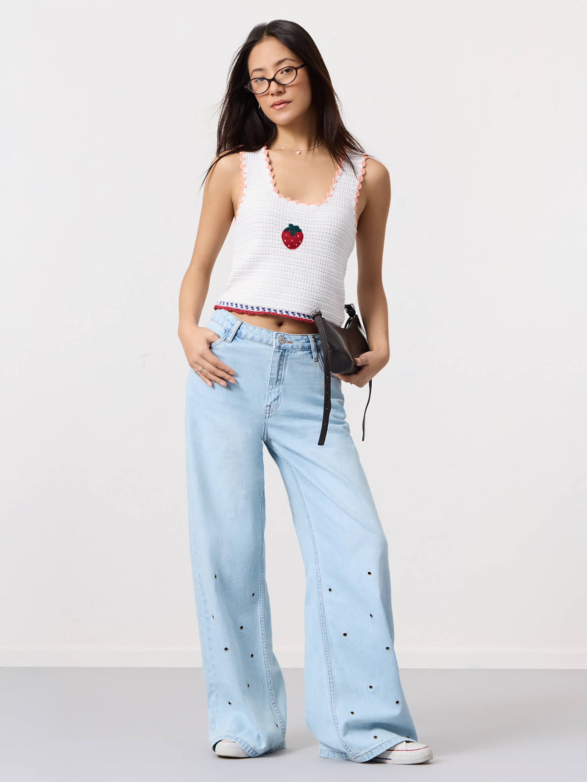 White Pure Cotton Embroidered Square Neck Sleeveless Top | CT61 - view 4