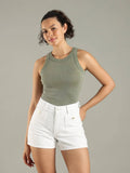 Green Slim Fit Cotton Crew Neck Tank Top | TT98 - view 1