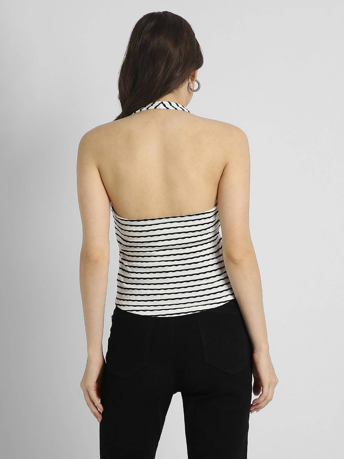 Monochrome Halter Neck Fitted Top | HT67 - view 4