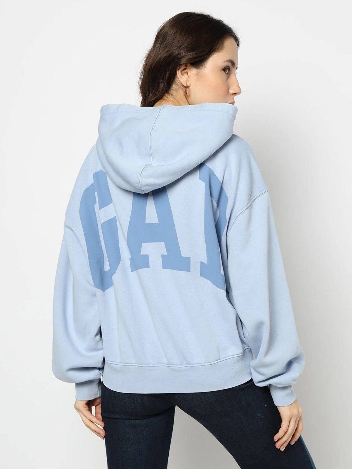 Blue Women's Typography Hooded Sweatshirt | HD56 - view 2