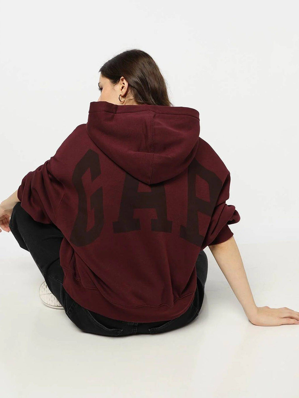 Maroon Women's Typography Hooded Sweatshirt | HD56 - view 5
