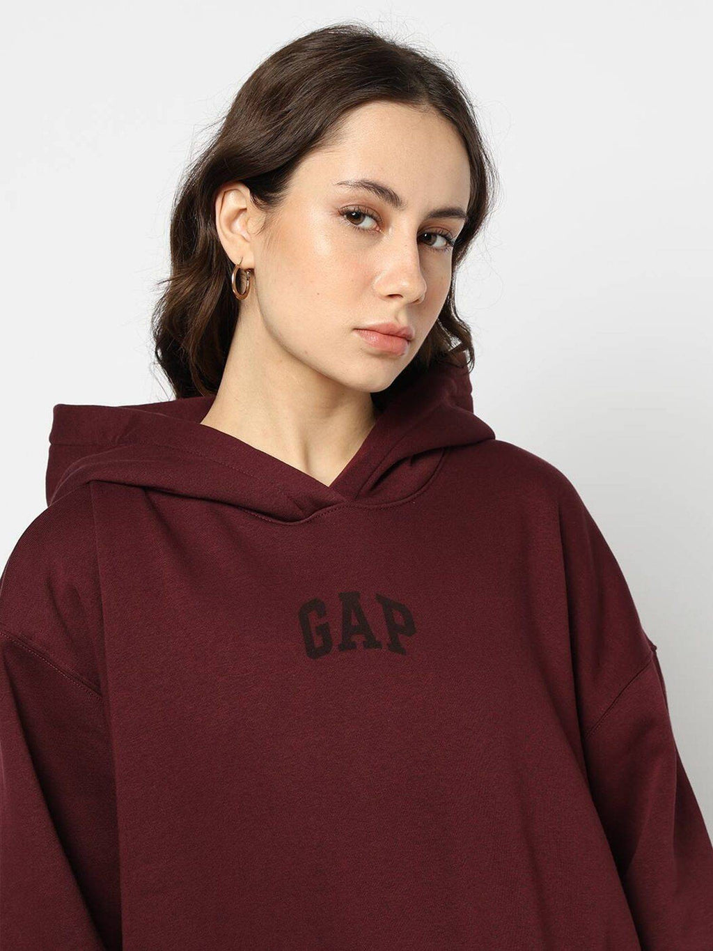Maroon Women's Typography Hooded Sweatshirt | HD56 - view 7