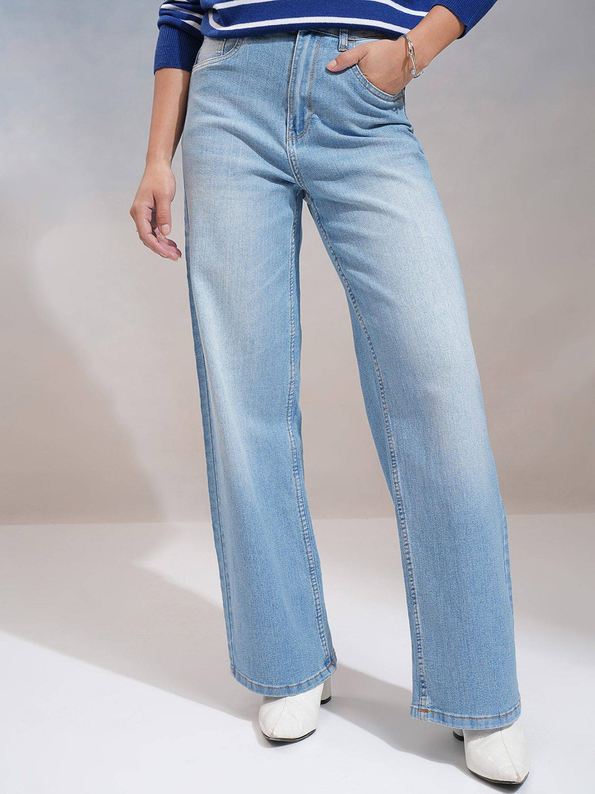 Blue Women Blue Wide Leg Jeans | WL90 - view 1