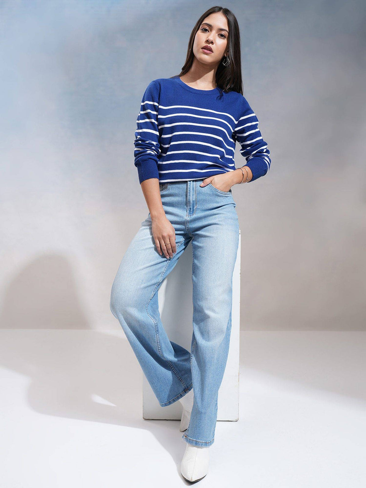 Blue Women Blue Wide Leg Jeans | WL90 - view 2