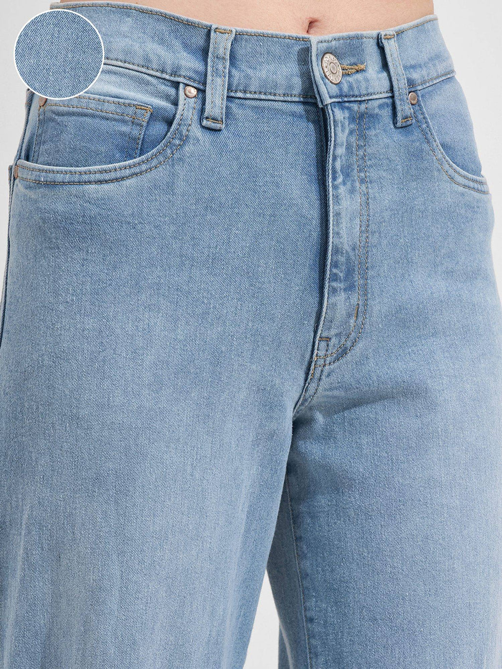 Blue Women Blue Solid Straight Fit Mid Rise Jeans | RF89 - view 5