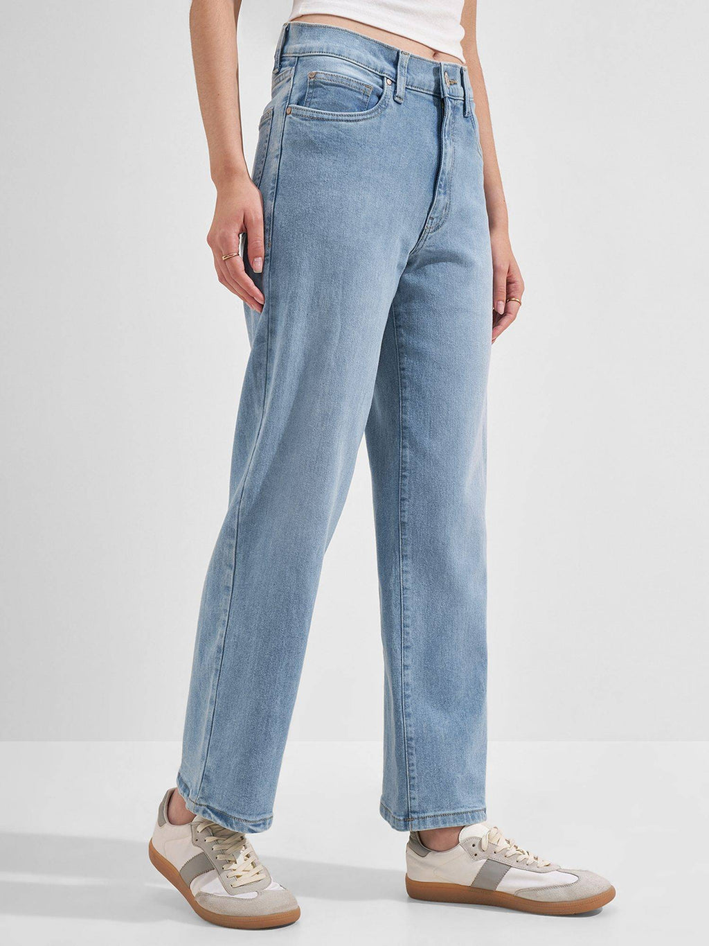 Blue Women Blue Solid Straight Fit Mid Rise Jeans | RF89 - view 6