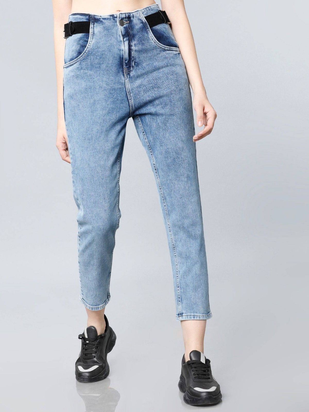 Blue Women Blue Relaxed Fit High-Rise Stretchable Jeans | RF89 - view 1