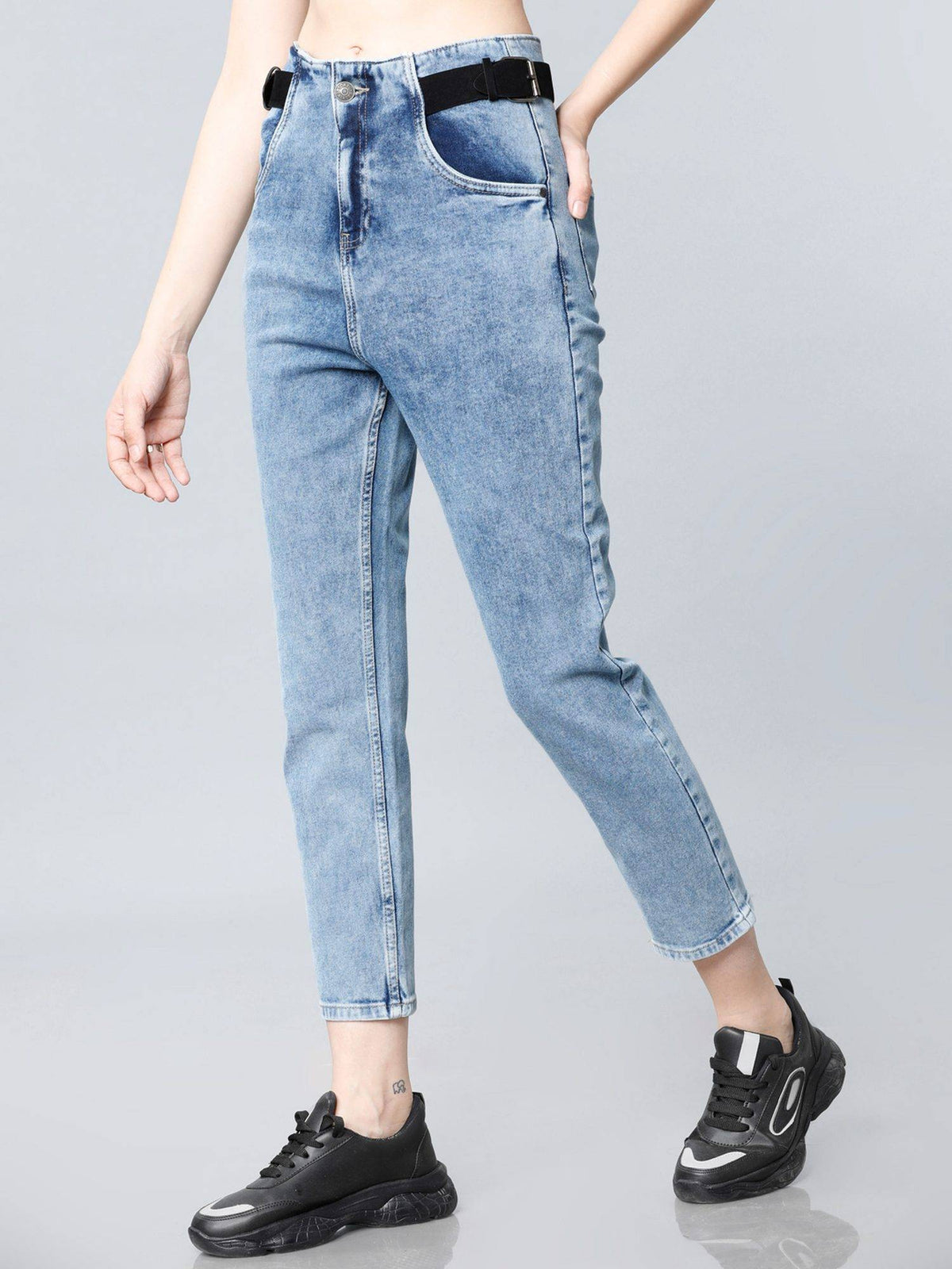 Blue Women Blue Relaxed Fit High-Rise Stretchable Jeans | RF89 - view 2