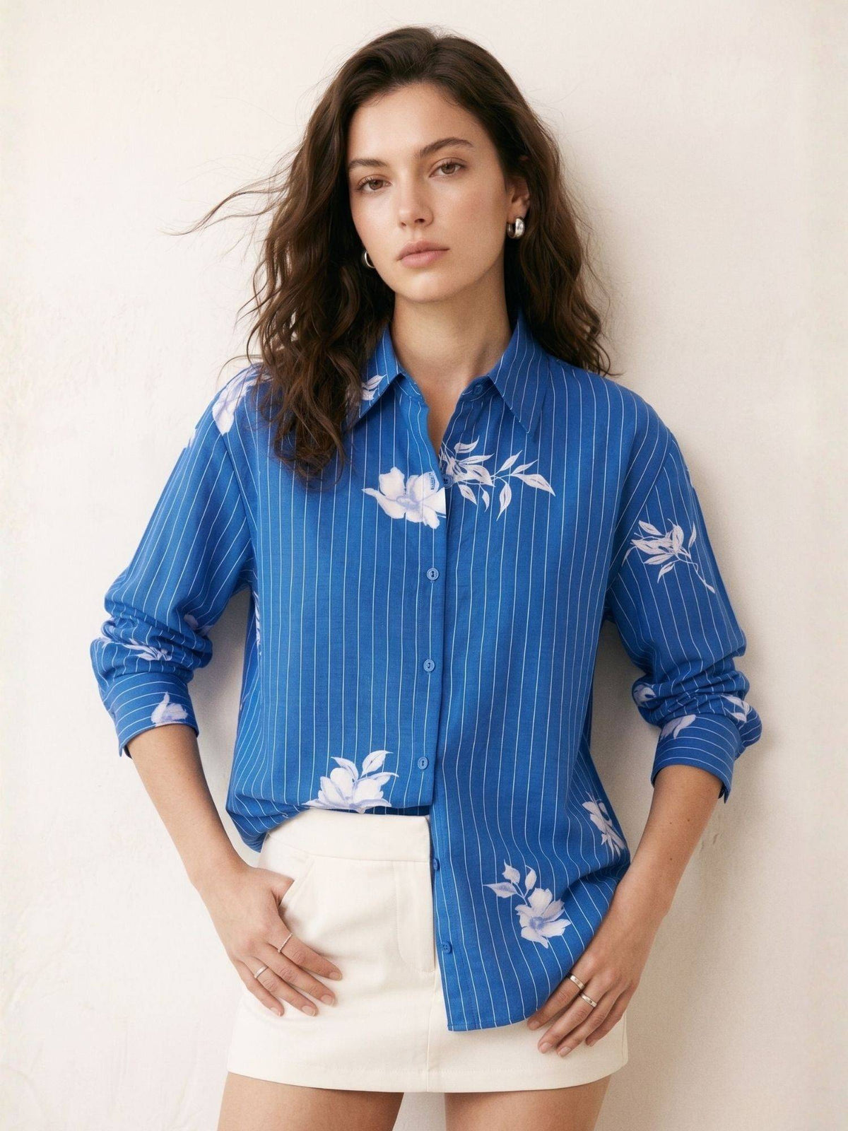 Blue Regular Fit Stripes Shirt | S67 - view 1