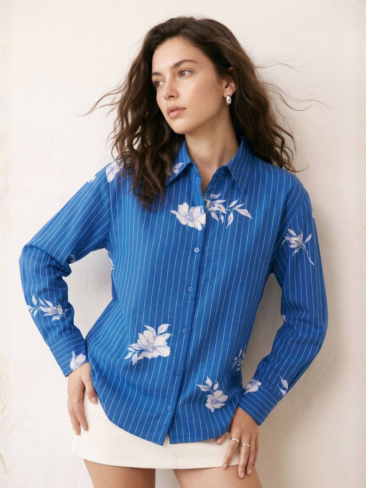Blue Regular Fit Stripes Shirt | S67 - view 2