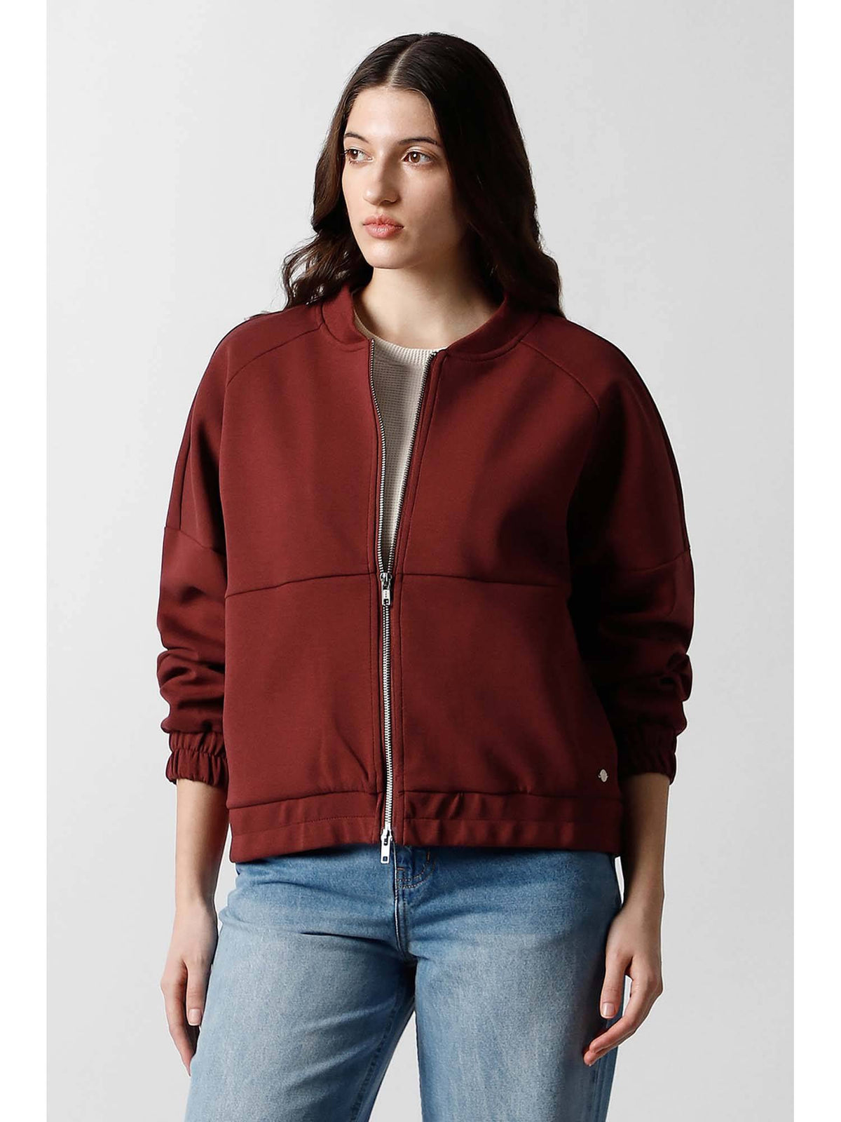Women Maroon Solid Casual Jacket | JC78 - view 1