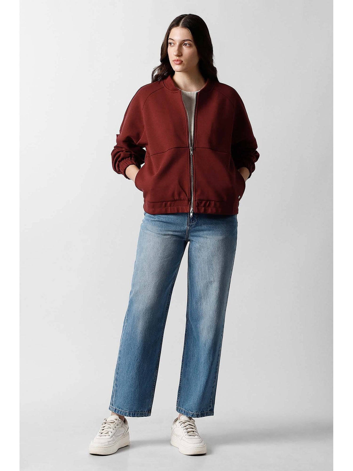 Women Maroon Solid Casual Jacket | JC78 - view 2