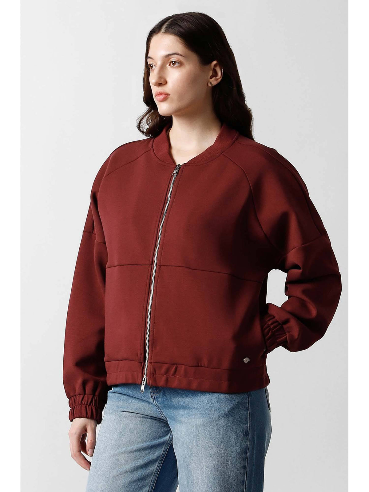 Women Maroon Solid Casual Jacket | JC78 - view 4