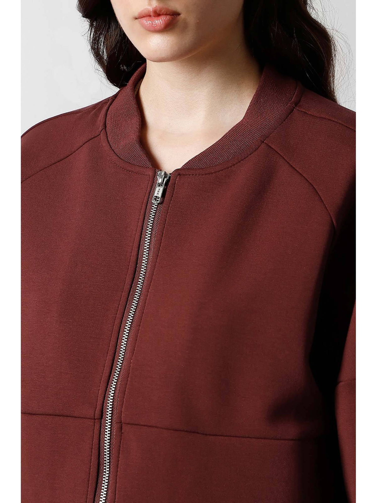 Women Maroon Solid Casual Jacket | JC78 - view 5