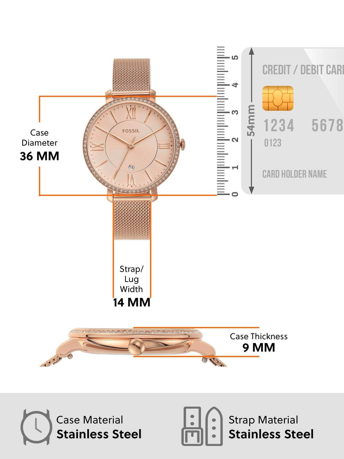 Jacqueline Rose Gold Watch ES4628 For Women | W92 - view 2