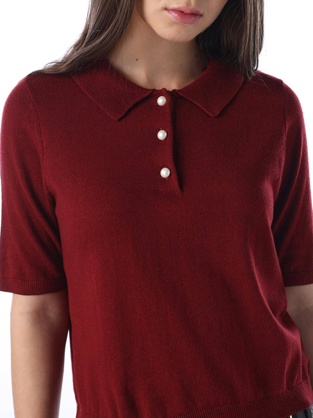 Womens Solid Regular Fit Maroon Polo T-Shirt | PW43 - view 4