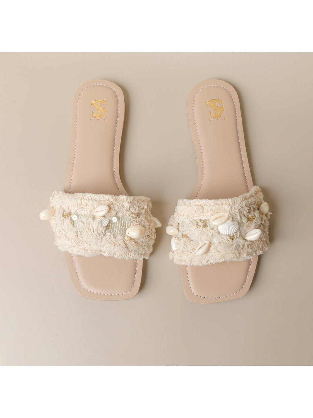 Stfy Bora Beige Embellished- Sliders | F61 - view 1