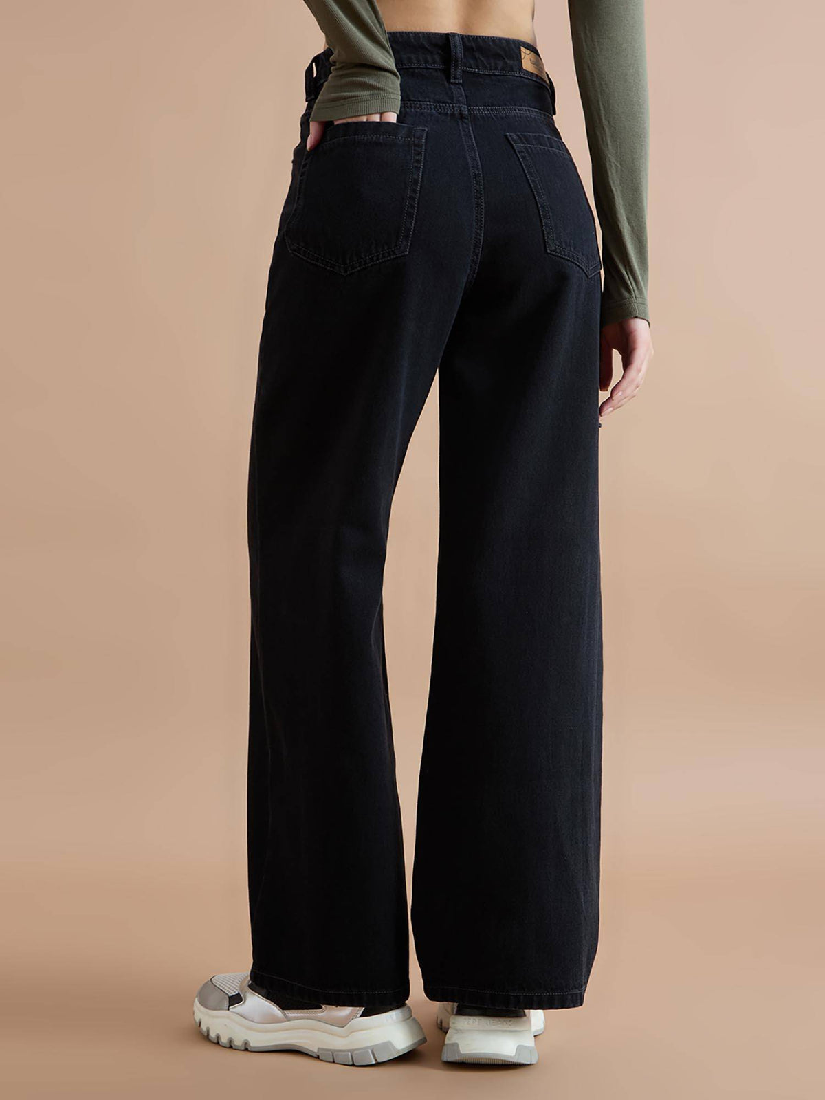 High Rise Wide Leg Jeans with Butterfly Embroidery | WL90 - view 2