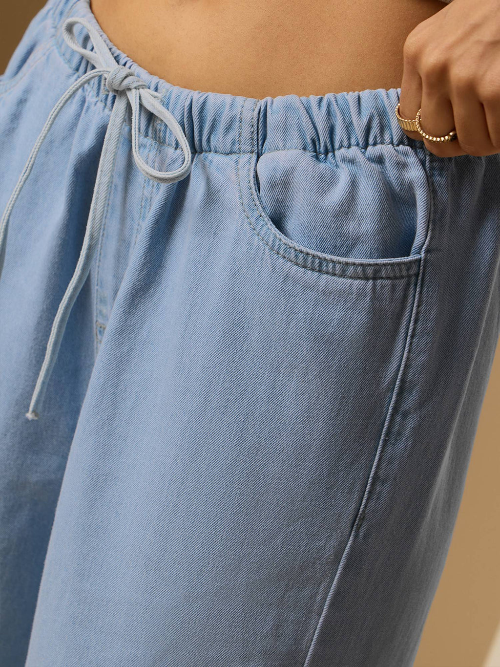 Blue Wide-Leg Denim Rosette Jeans | WL90 - view 4