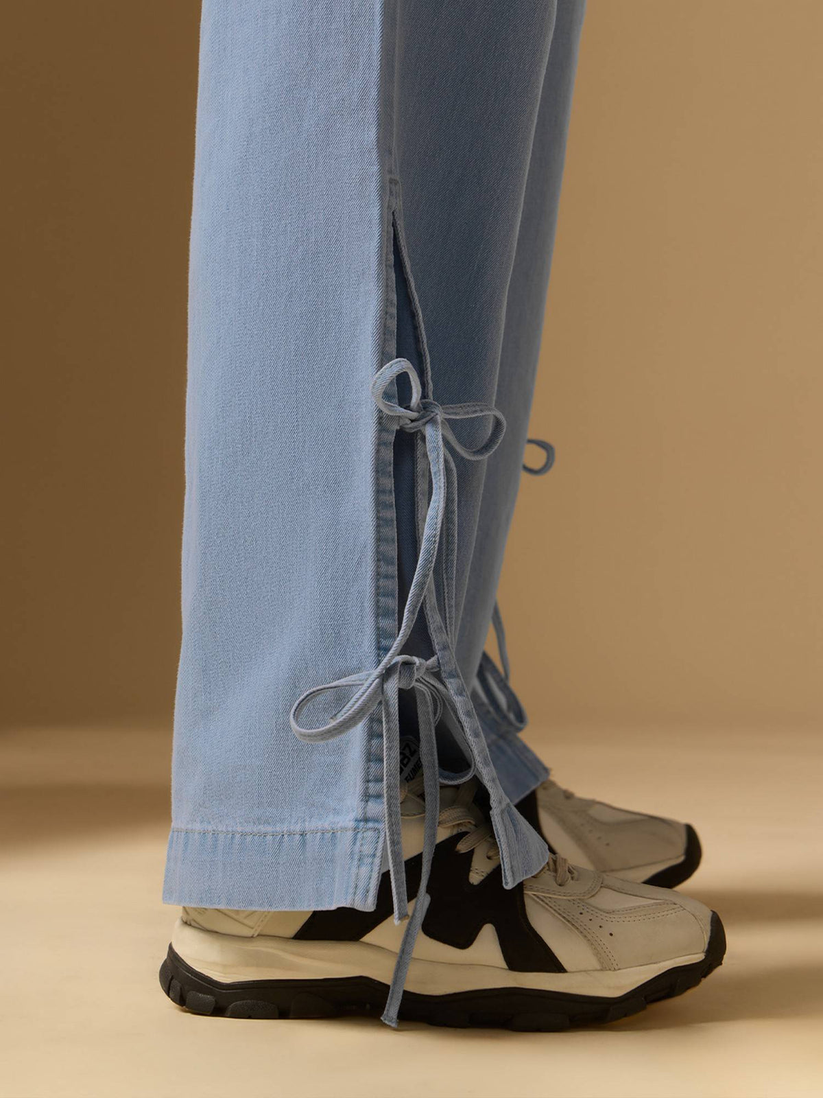 Blue Wide-Leg Denim Rosette Jeans | WL90 - view 5