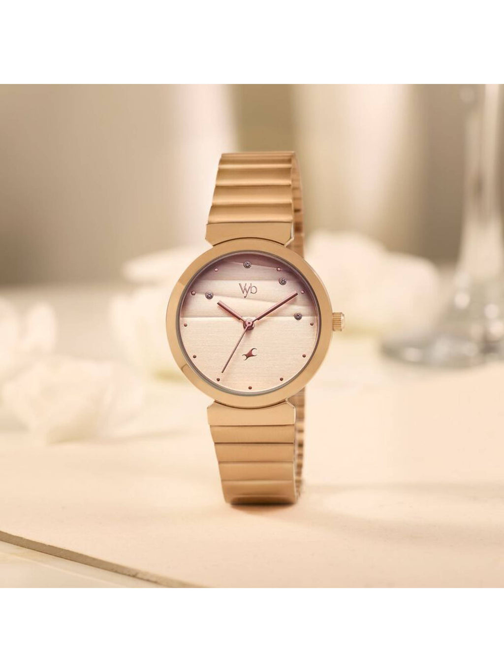 Women Beige Vyb Charmer Quartz Analog Metal Strap Watch (FV60078QM01) | W92 - view 5