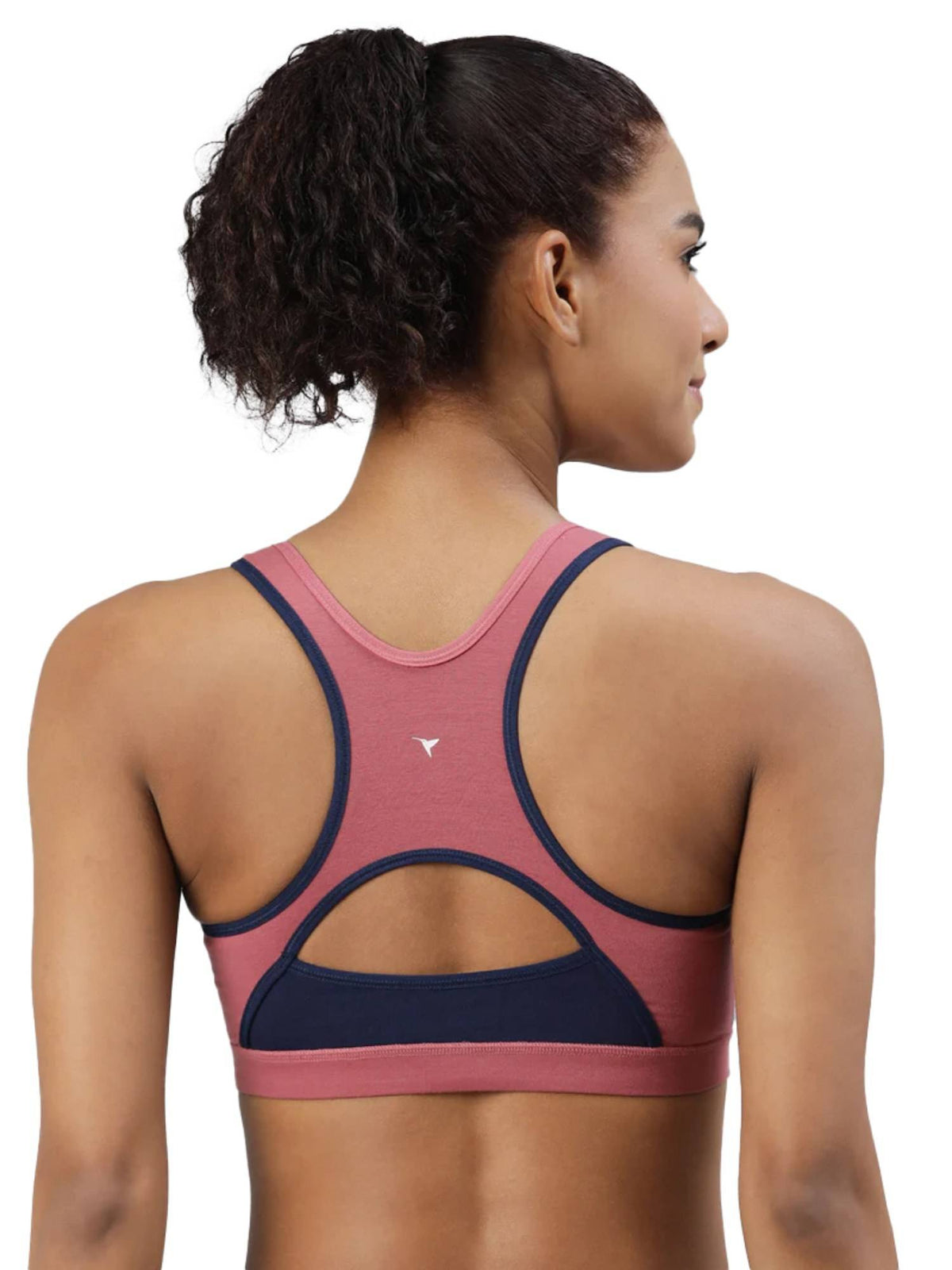 Womens Medium Impact Sports Bra with Removable Pad and Racerback Styling Rose Gold | sb09 - view 2