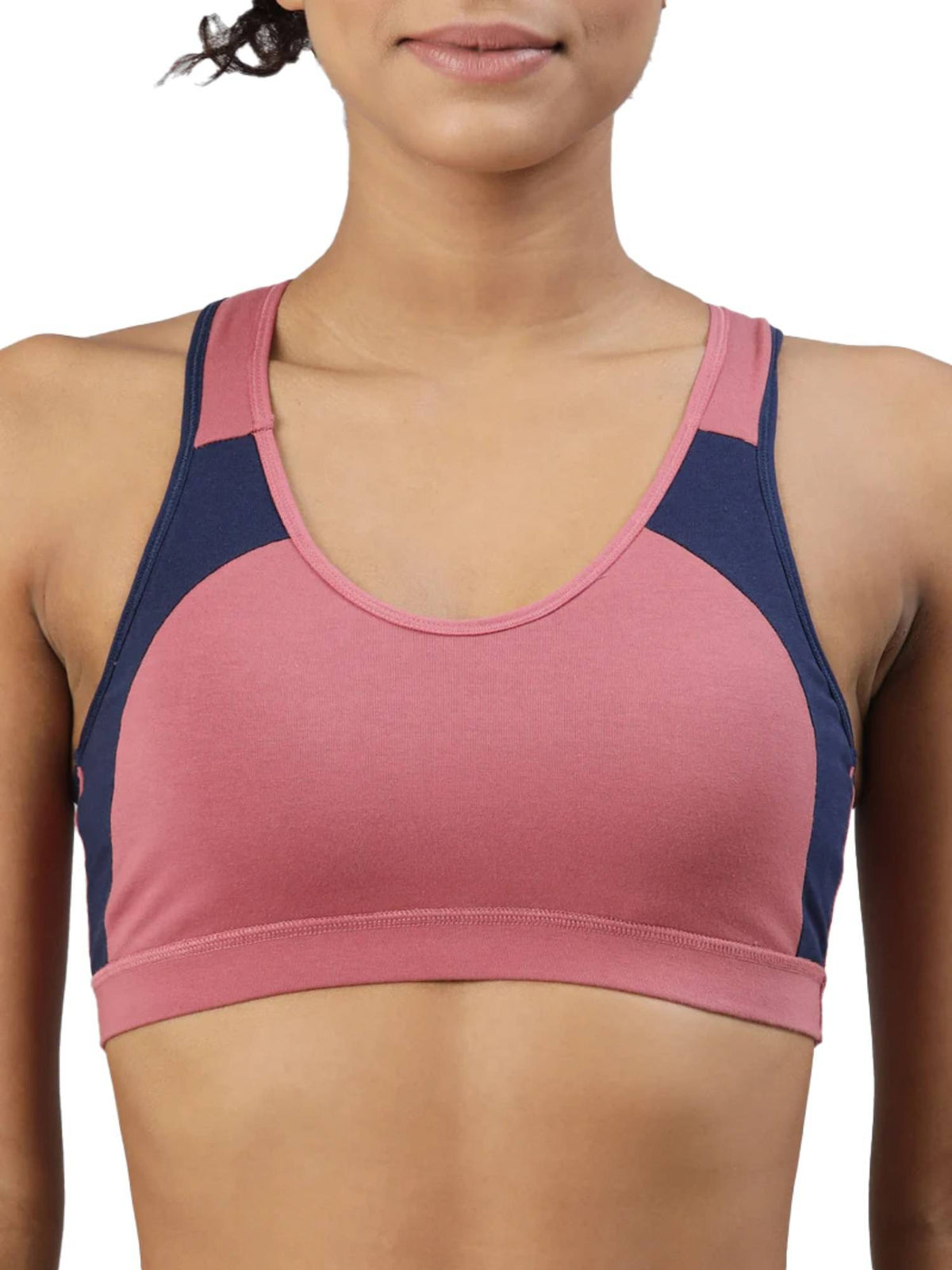 Womens Medium Impact Sports Bra with Removable Pad and Racerback Styling Rose Gold | sb09 - view 3