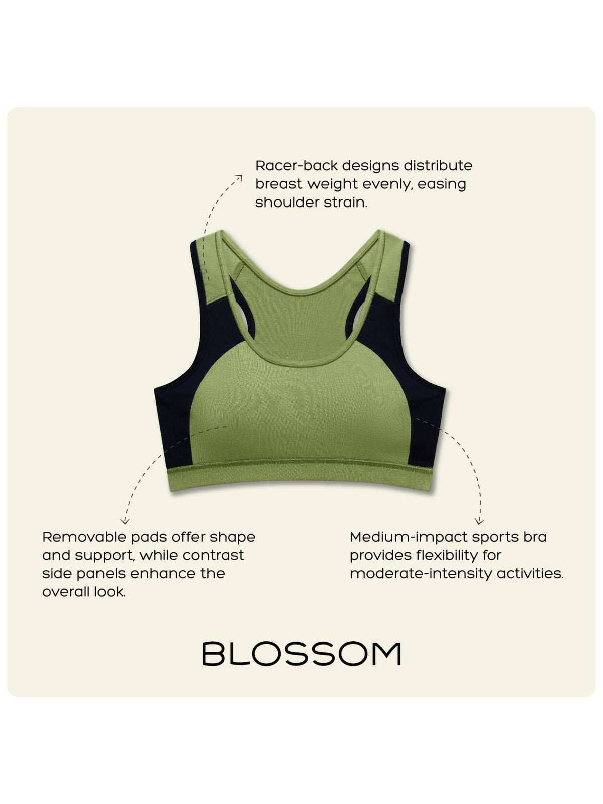 Womens Medium Impact Sports Bra with Removable Pad and Racerback Styling Rose Gold | sb09 - view 5