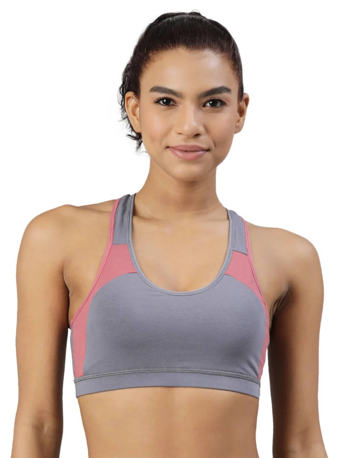 Womens Medium Impact Sports Bra with Removable Pad and Racerback Styling Rose Gold | sb09 - view 8
