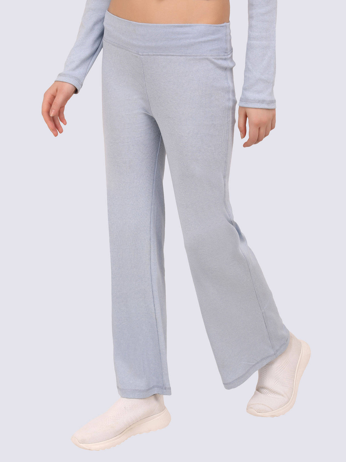 Blue Ribbed Flare Leggings | L90 - view 1