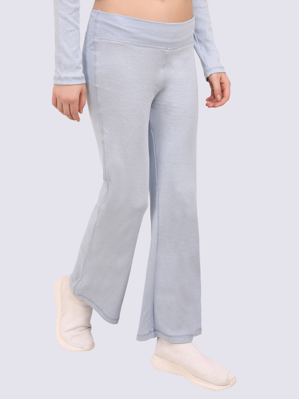 Blue Ribbed Flare Leggings | L90 - view 2