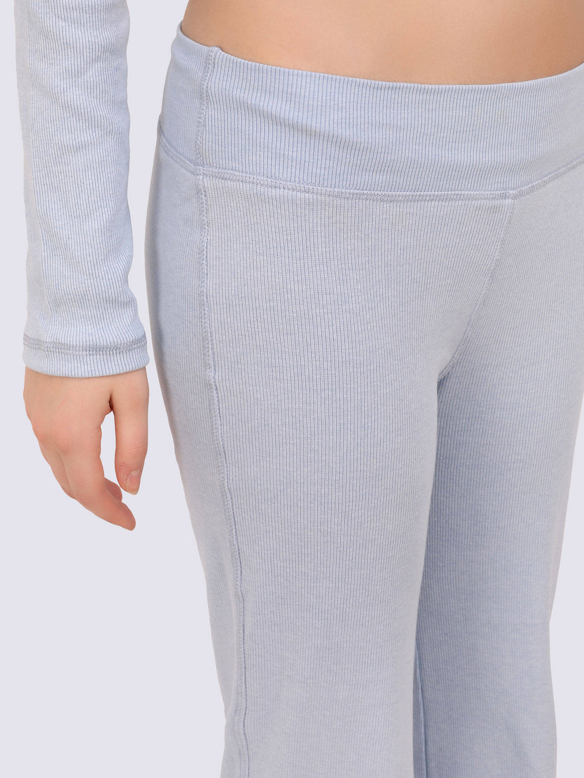 Blue Ribbed Flare Leggings | L90 - view 4
