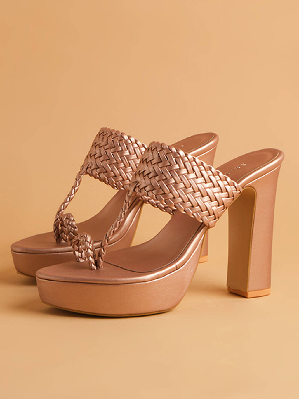 Woven Gunmetal Frida Kolhapuri Heels | H78 - view 14