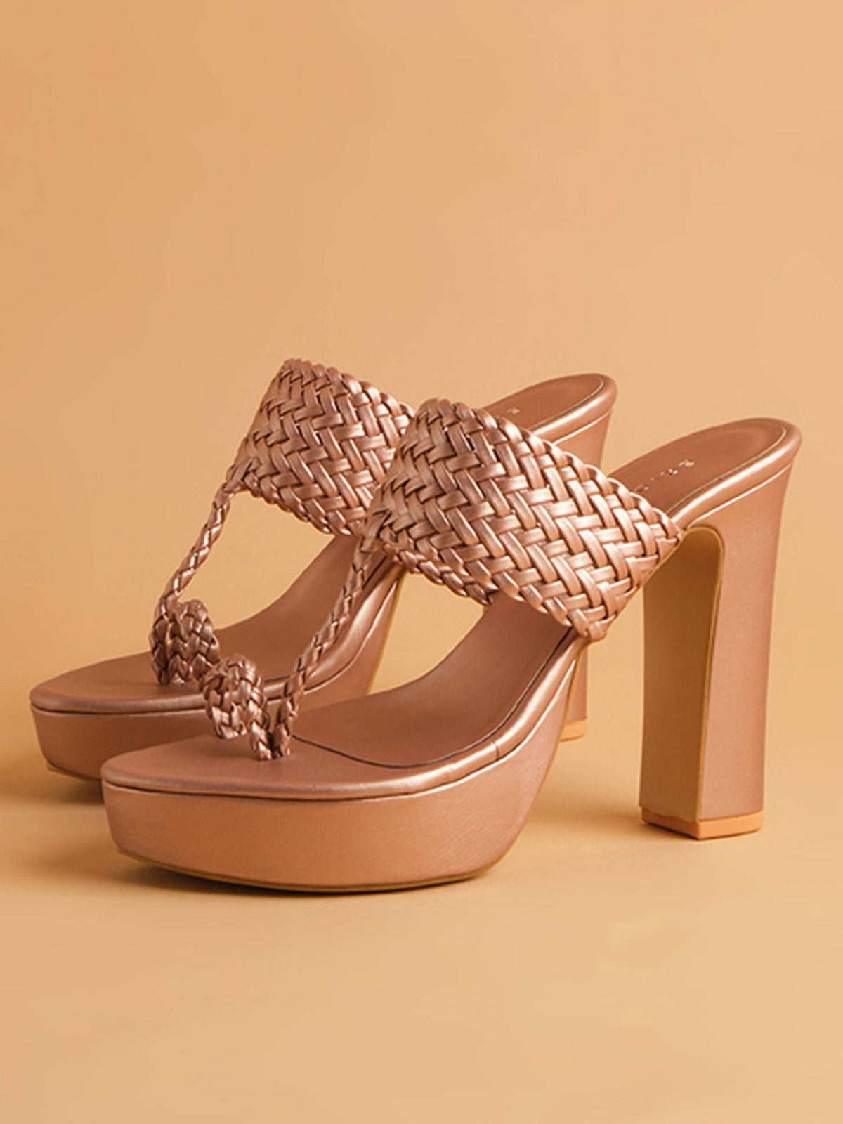 Woven Gunmetal Frida Kolhapuri Heels | H78 - view 14